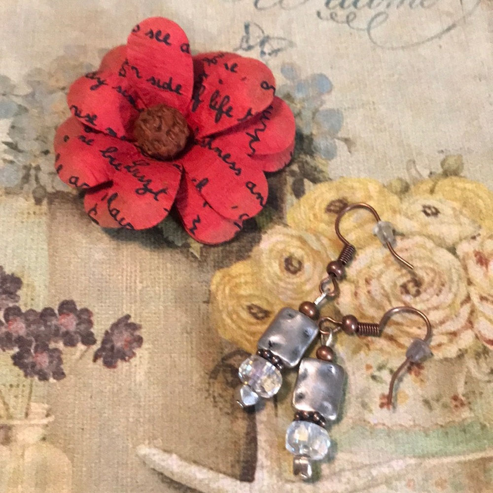 Silver and bronze earrings